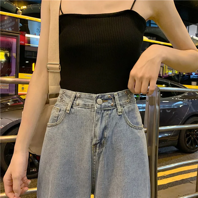 

2020 New Woman Jeans High Waist Clothes Wide Leg Denim Clothing Blue Streetwear Vintage Quality Fashion Straight Pants