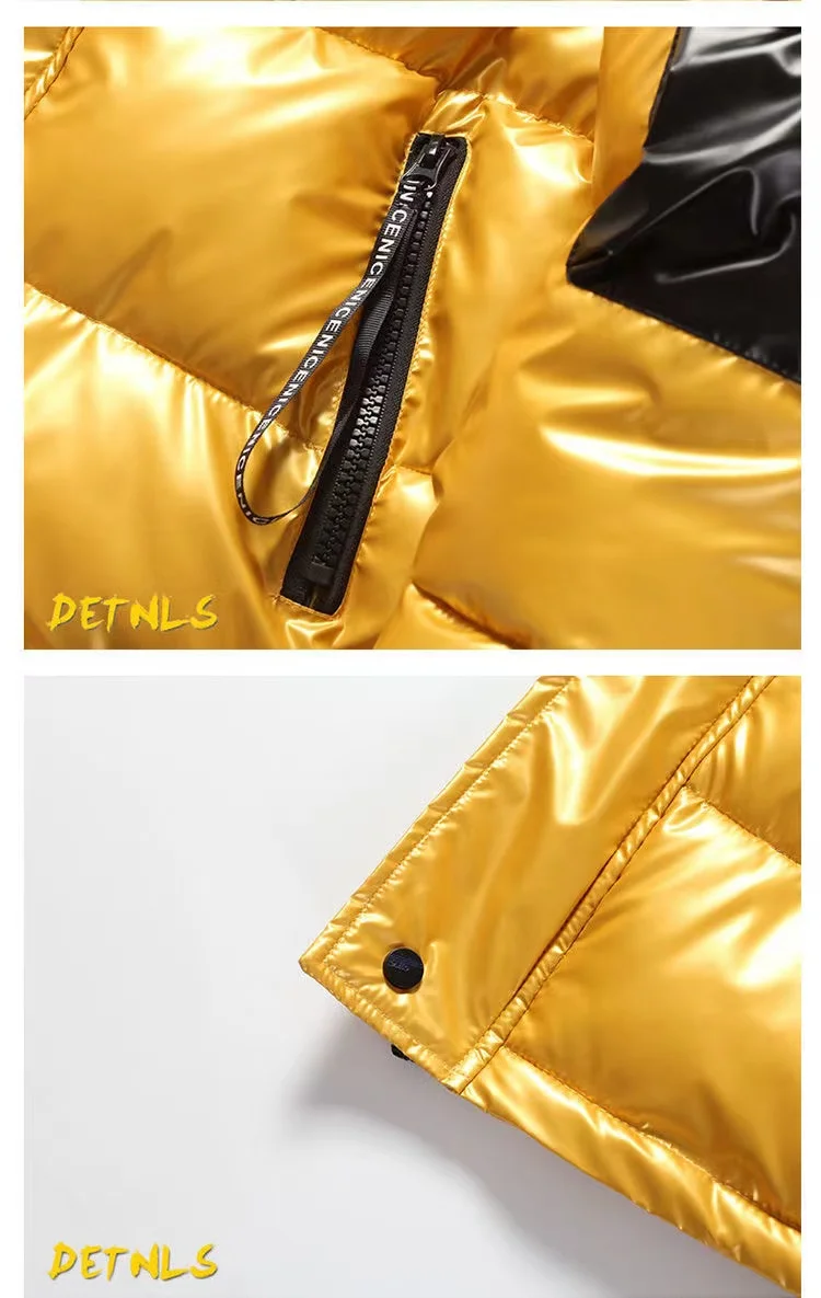 New Men'S Down Jacket Winter Trend Of Men'S Clothing Plus Velvet Thickened Bright Leather Men'S Jacket Imitation Silk Cotton