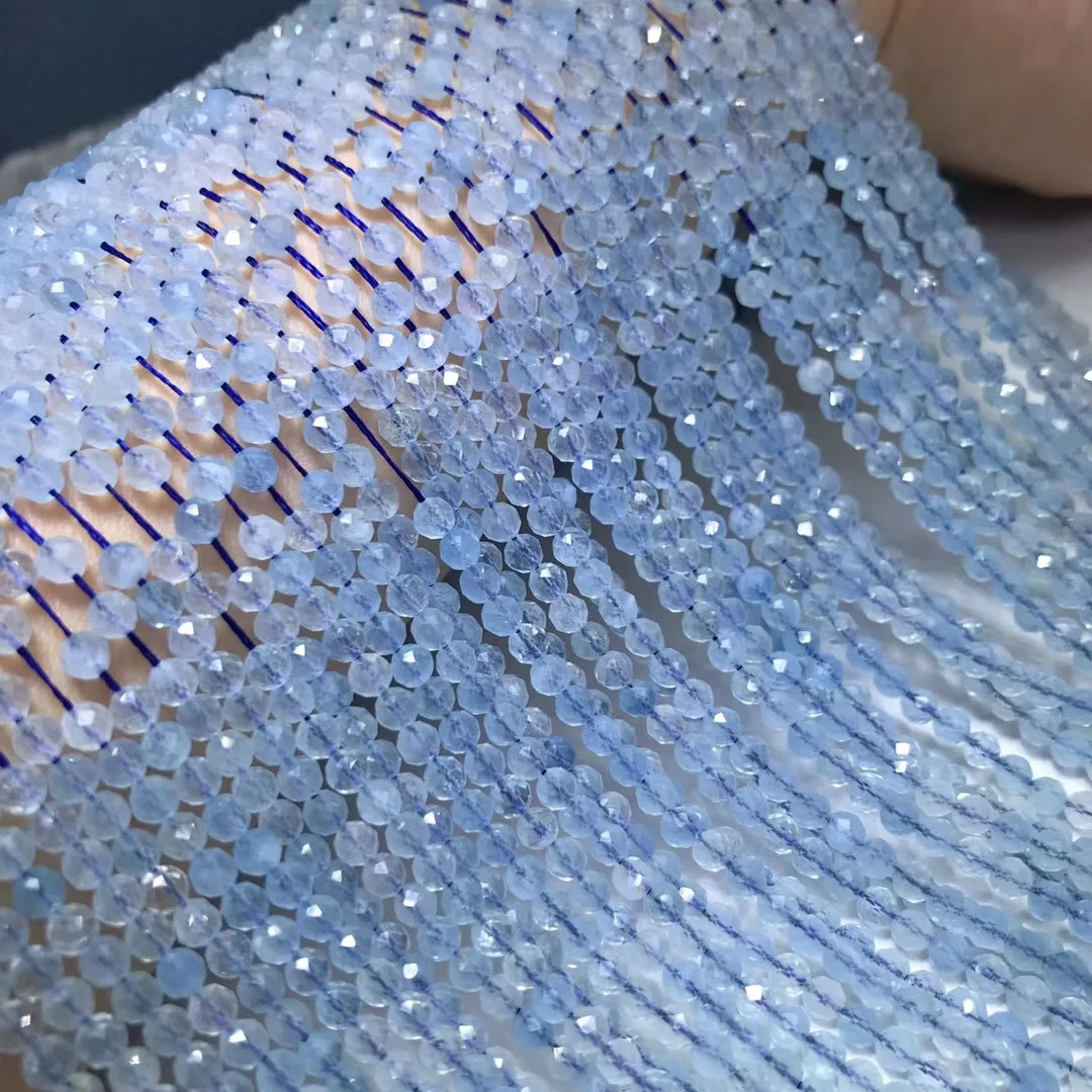 Бусины Из Натурального хрусталя с голубым кристаллом для футбола/полоски