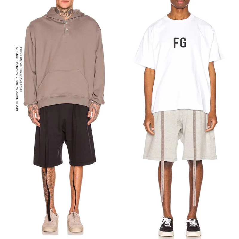 

Brand Sports Men's Shorts Reflective High Street Letters Hip Hop High Street Loose Large Size Summer Unisex Cotton Hoodie Shorts