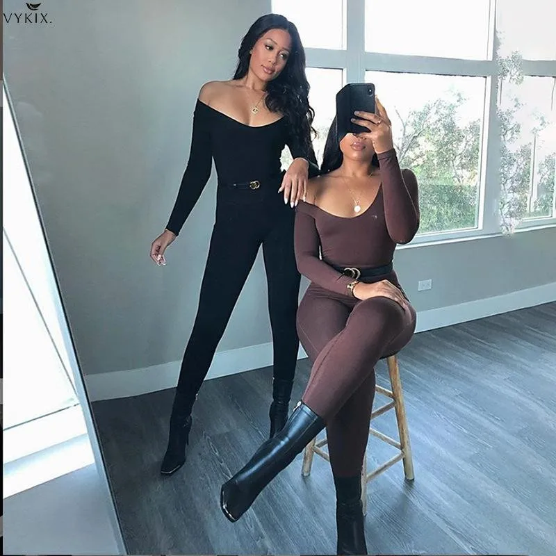 

2021 Basic Bodycon Rompers Womens Jumpsuit Casual Stretch Fitness Fall Activity Low Neck Streetwear Overalls Sexy Club Jumpsuits