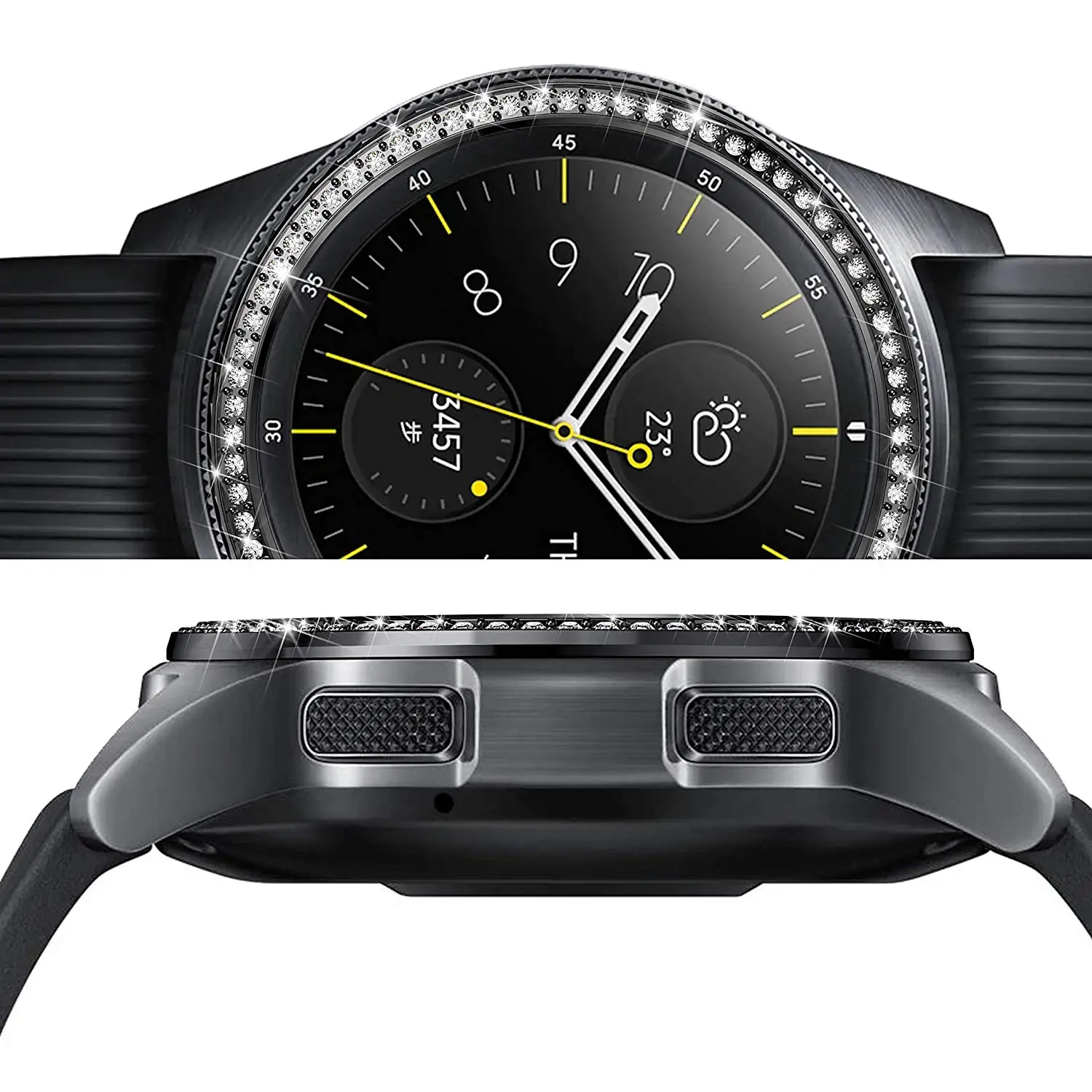 Бриллиантовая оправа кольцо для samsung Galaxy Watch 42 мм 46 мм металлический ободок кольцо клеющаяся крышка чехол для samsung gear S3 Classic/Frontier