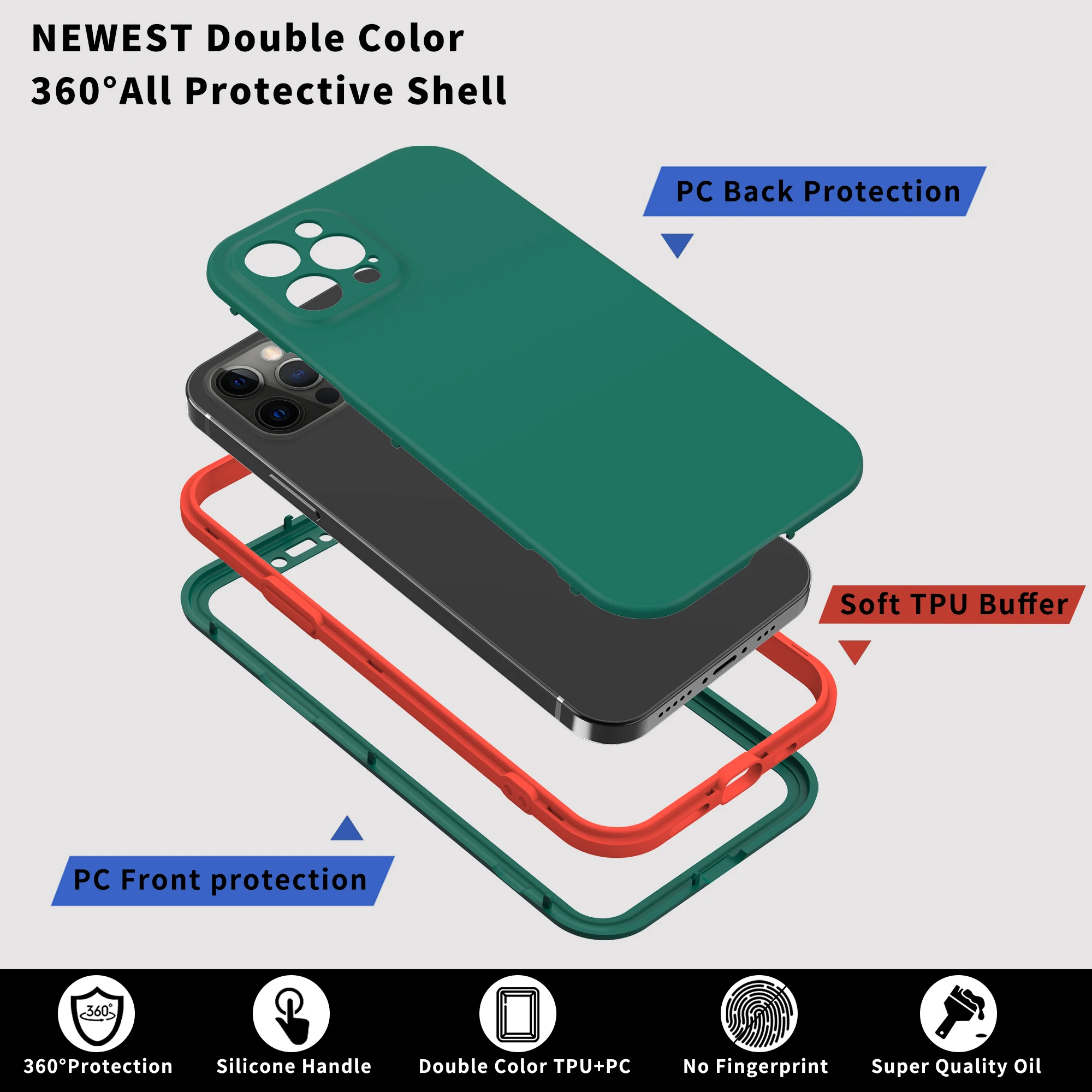 Двухцветный противоударный чехол 360 для iPhone 6 Plus X XS XR Max 6S 7 8 SE 2020 11 12 13 Pro Mini новый