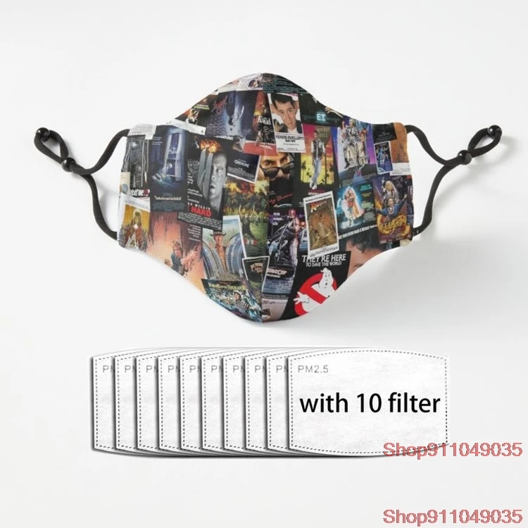 

1980s Movie Posters Half Face Mouth Muffle Dustproof Masks Anti-dust Black Casual Warm Unisex Mask
