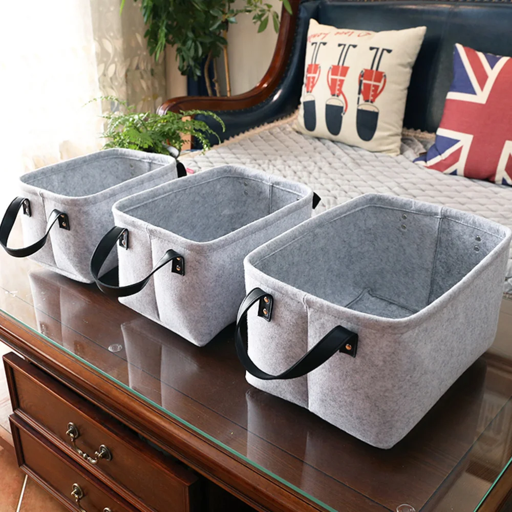 

2pcs Felt Baskets Large Foldable Clothing Storage Basket with Handle