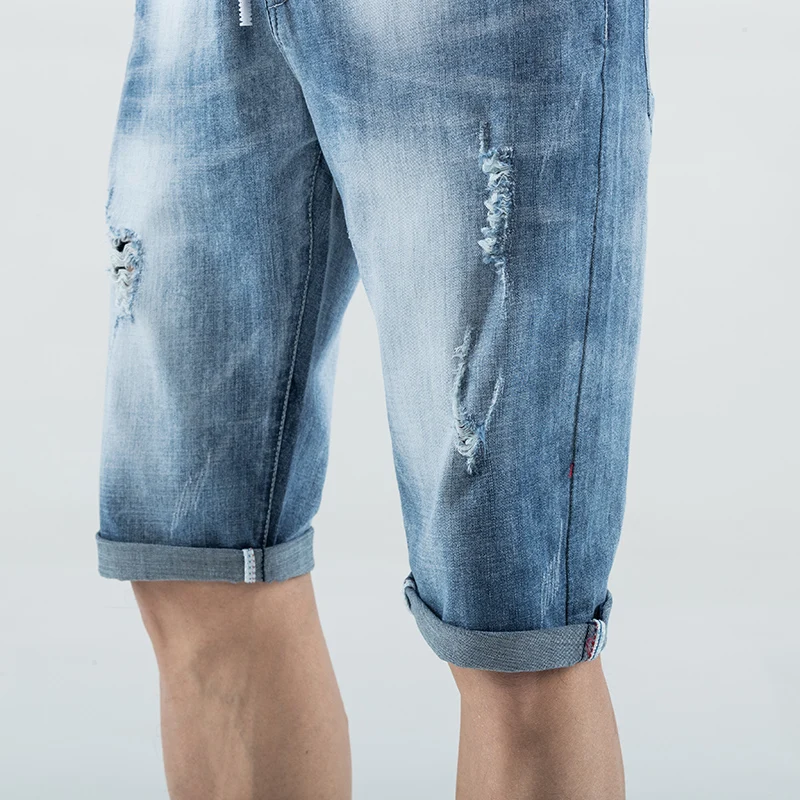

HENCHIRY Men's Spring and Summer Casual Jeans Cooling Fashion Personality Show Thin Trend Versatile Pants Washable Knee Pants