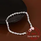 Элегантные блестящие ювелирные изделия 925, унисекс, скрученные Парные браслеты до лодыжки, женские браслеты и обручи для женщин, мужские браслеты