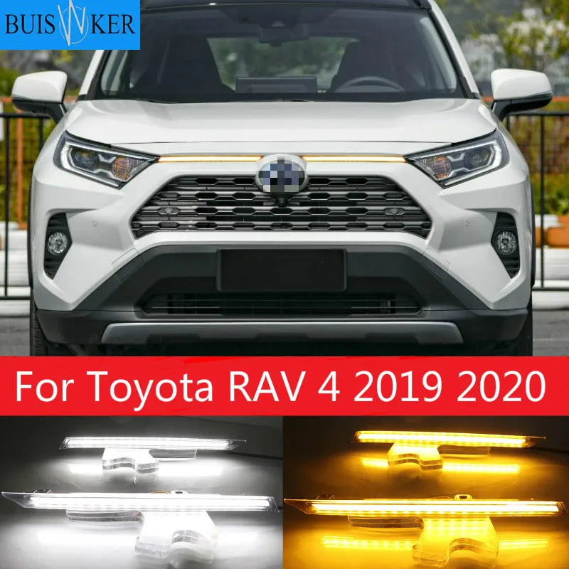 Для Toyota RAV 4 2019 2020 RAV4 DRL желтая сигнальная лампа поворота Водонепроницаемая ABS