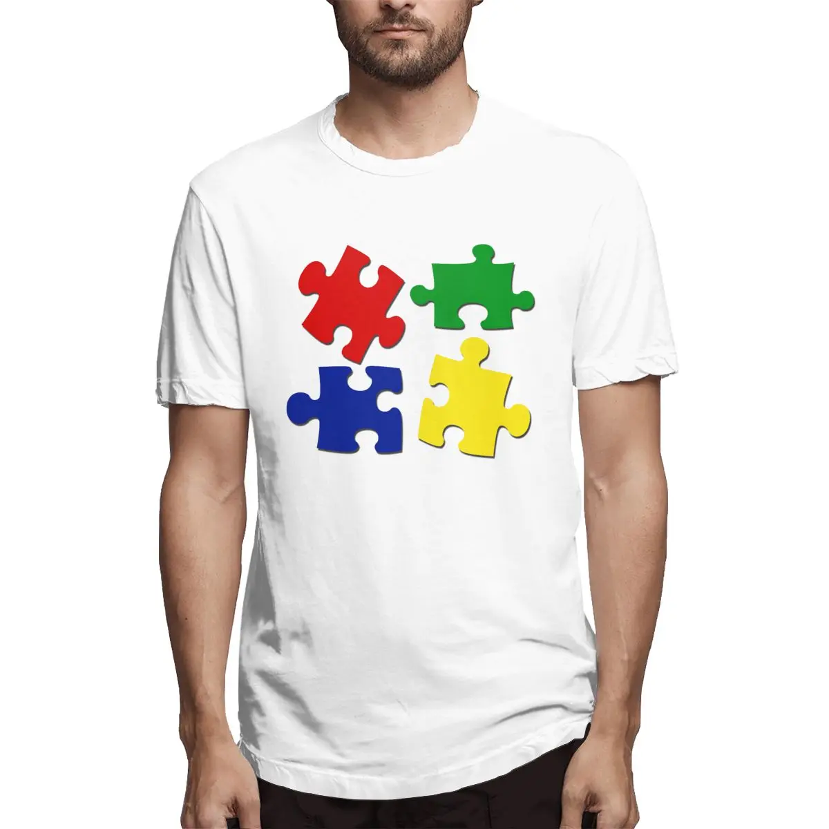 

Puzzle Pieces Shirt Graphic Tee Men's Short Sleeve T-shirt Cotton Funny Tops
