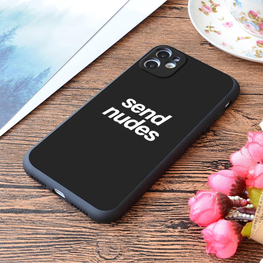 

For iPhone Send Nudes Funny Tee Trending Meme Print Soft Matt Apple iPhone Case