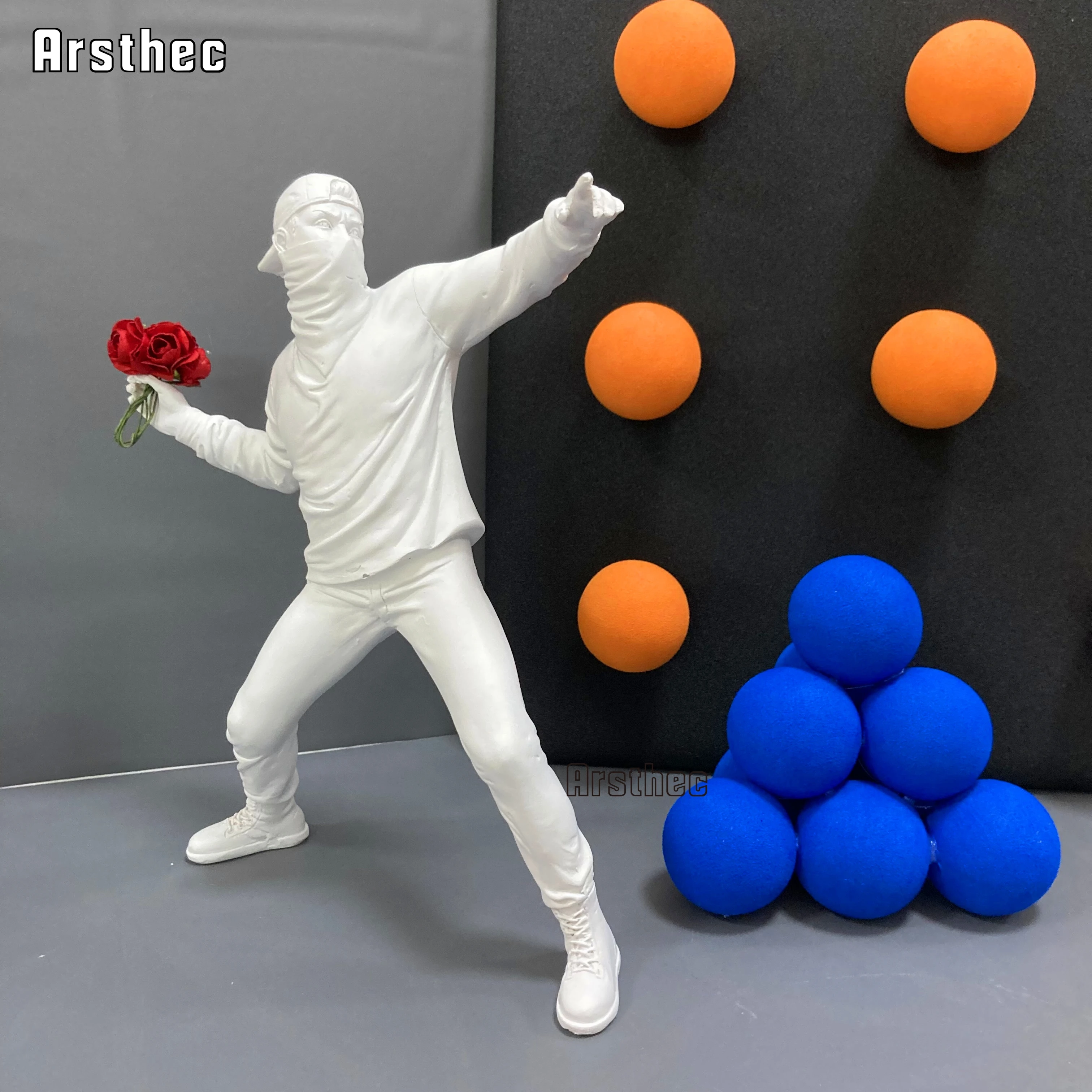 

Arsthec Banksy Graffiti Pop Art Sculpture Statue Figurines Interior For Aesthetic Home Office Room Decor Accessories Teen Gift