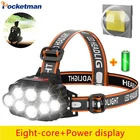 Pocketman 8 светодиодный Мощный налобный фонарь супер яркий Водонепроницаемый головной светильник USB Перезаряжаемые головкой спереди светильник головной свет лампы Головной фонарь