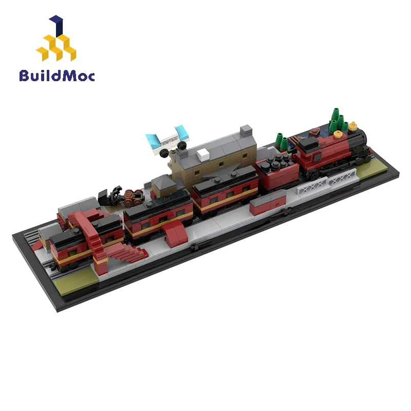 

BuildMoc городской поезд набор MOC 14,8014 дом архитектура кино Skyline строительные блоки кирпичики город игрушечные поезда для детей