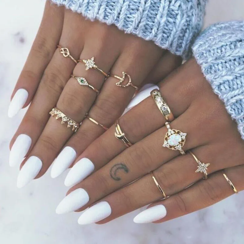 Комплект колец в стиле бохо для женщин винтажное Золотое кольцо с опалом и