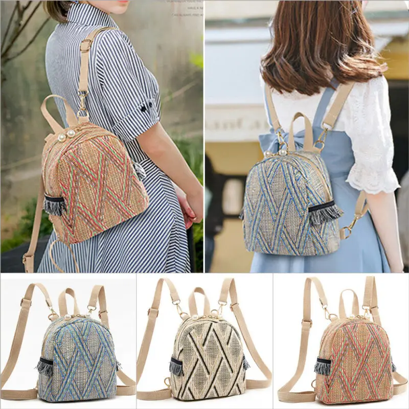 Женский Плетеный рюкзак в полоску на плечо с принтом 2019 | Дом и сад