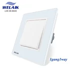 Welaik кнопочный переключатель производителя стене выключатель черный, белый цвет кристалл Стекло Панель AC 110-250 В 1 gang 1way a1711wb