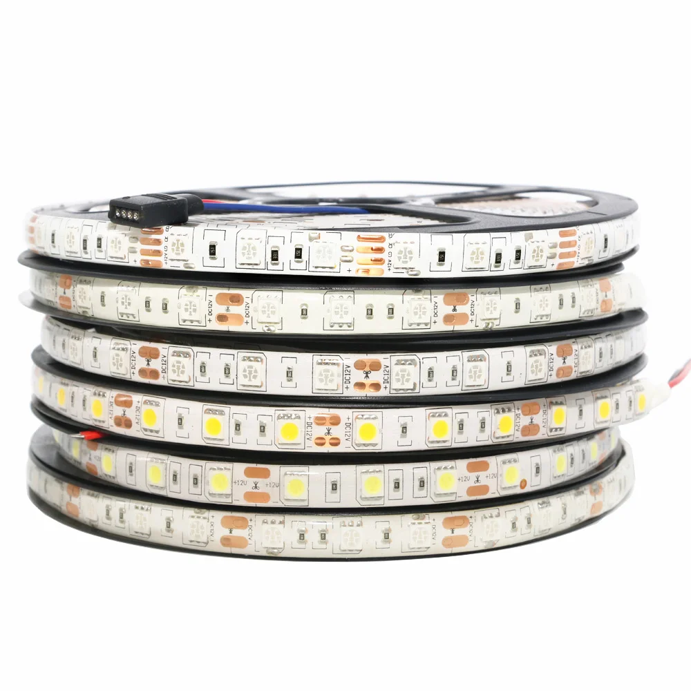 DC12V 1/2/3/4/5 м 5050 SMD RGB Светодиодные ленты светильник Водонепроницаемый/без гибкая светодиодная лента полоска светильник 60 светодиодный s/M Тира домашний декор, лампа для автомобиля