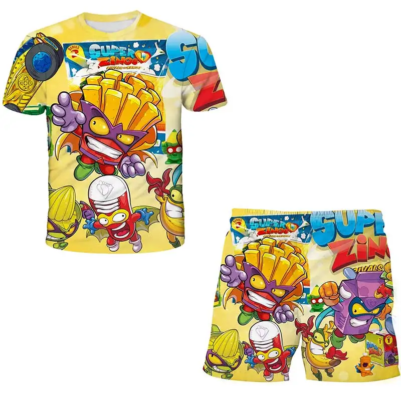 

Super Zings 3d Print Suits Girls Summer Sets Top+shorts 2pcs Sets Sports Suit Baby Children Clothing Sets Boys T Shirt /shorts