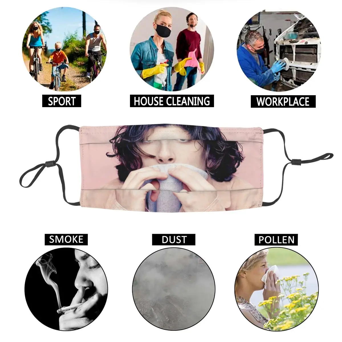 

Funny Timothee Chalamet Non-Disposable Mouth Face Mask Adult Unisex Anti Haze Dustproof Mask Protection Cover Respirator