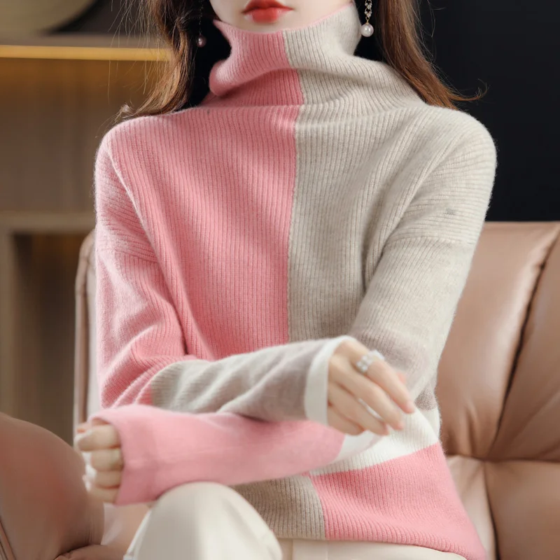 Новинка кашемировый свитер Женский пуловер из 100% чистой шерсти с высоким воротом