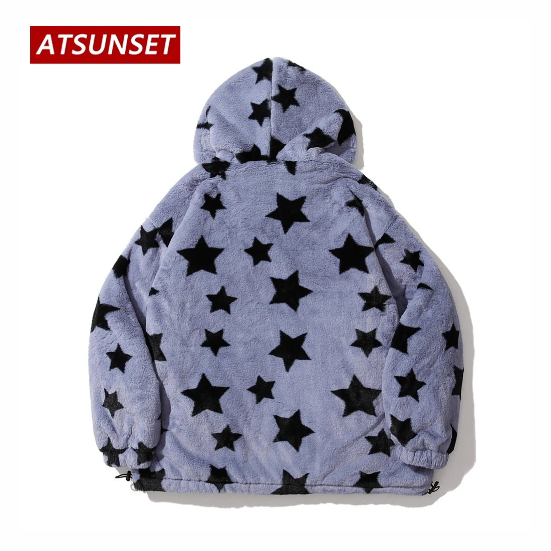 ATSUNSET Full Of Stars Lambswool Hooded Cotton Coat Thick Warm Harajuku Winter Jacket High Street Couple Streetwear