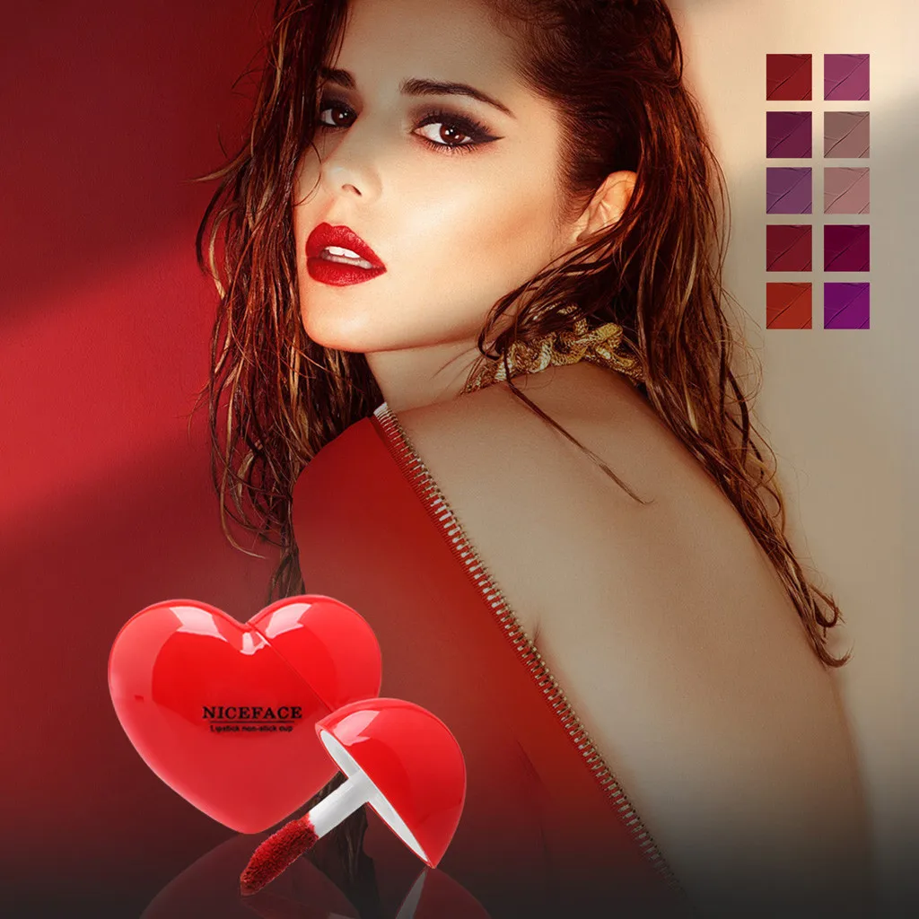 NICEFACE 10 цветов Любовь Мини версия губная помада глазурь для губ Шелковистые