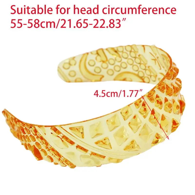 

Women Summer Transparent Plastic Hair Hoop Cute 3D Pineapple Textured Wide Bandana Wash Face Travel Vacation Headband