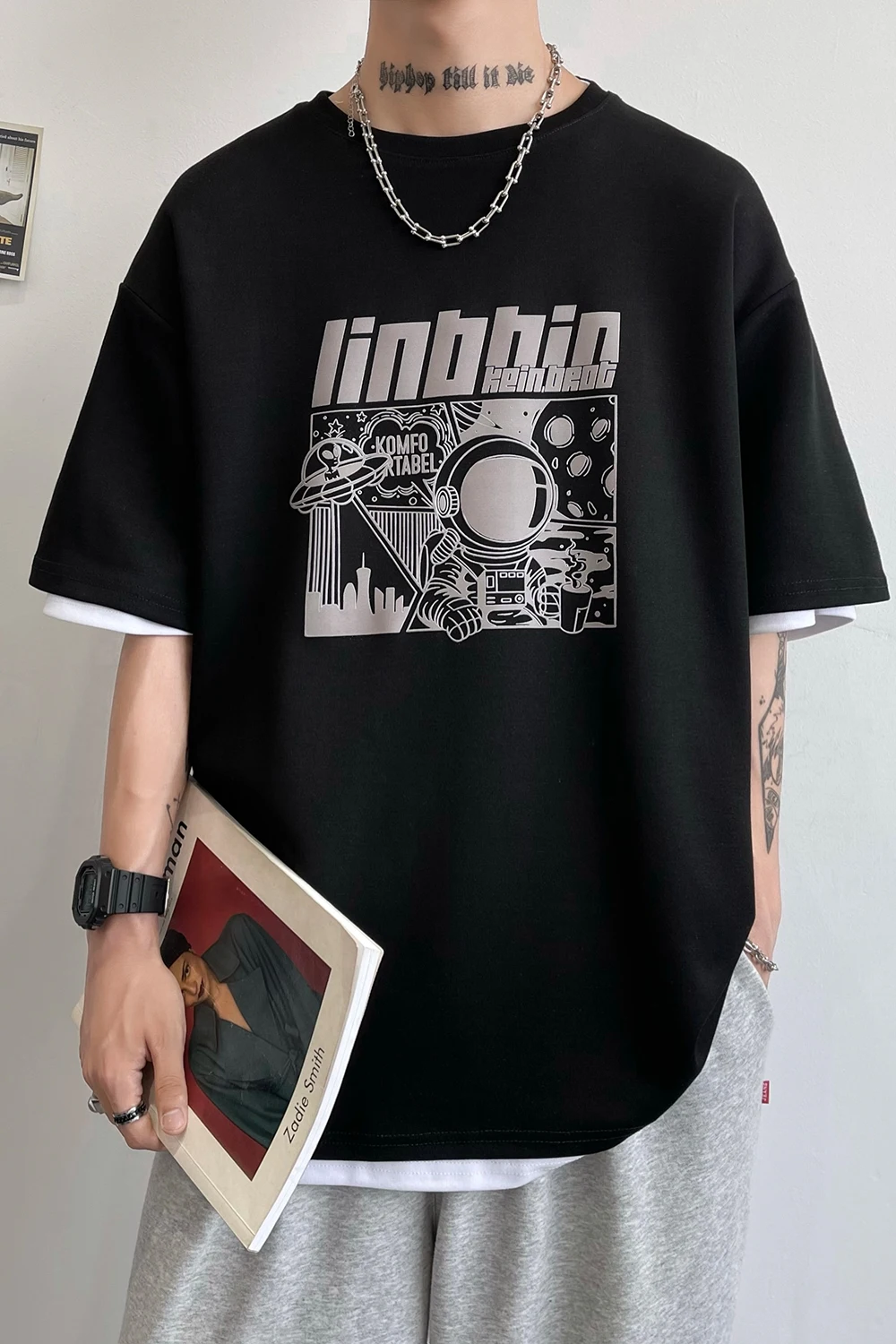 

Short-Sleeved T-shirt Men's Fashionable Summer Loose 2021 New All-Matching Printed Casual Top