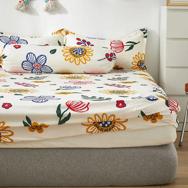 

Bed Cover Floral Style sabanas cama 150 Sheets (no pillowcase) Queen Size Fitted Bed Sheet with Elastic Band King Size