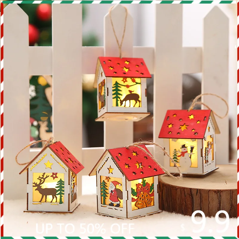 

Wood Christmas Tree Lights House Kids Santa Christmas 2021 Outdoor New Year Snowman Baubles Navidad Autumn Decoration ZZ50SD