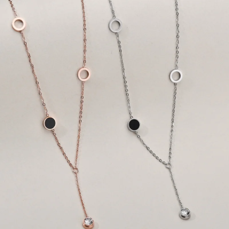 Модное кольцо из нержавеющей стали цепь ожерелья три круга простая Розочка