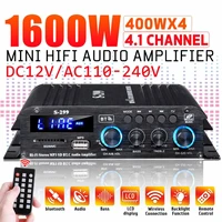 4400w 4 1channel bluetooth hifi power amplifier audio karaoke home theater amplifier car amplifier bass music player usbsd aux