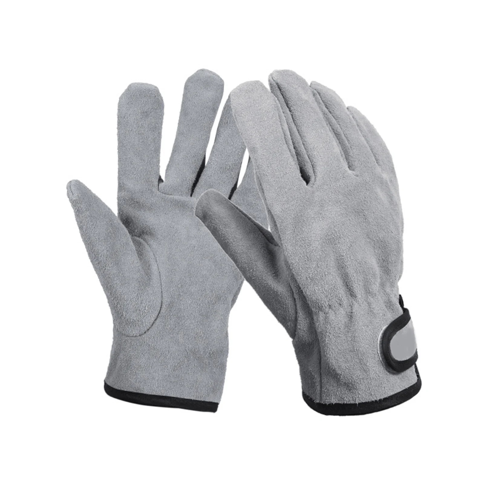 

BBQ Gloves Heat Resistant Grill Gloves Cow Leather Design Non-Slip Gloves for Camping One Size SAL99