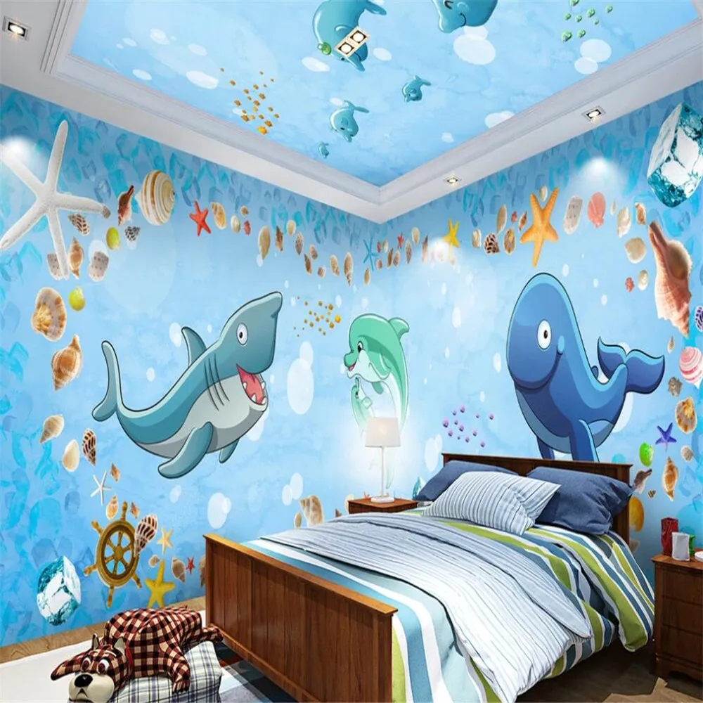 

Milofi custom large wallpaper mural cartoon fantasy underwater world theme space whole house background wall decoration painting