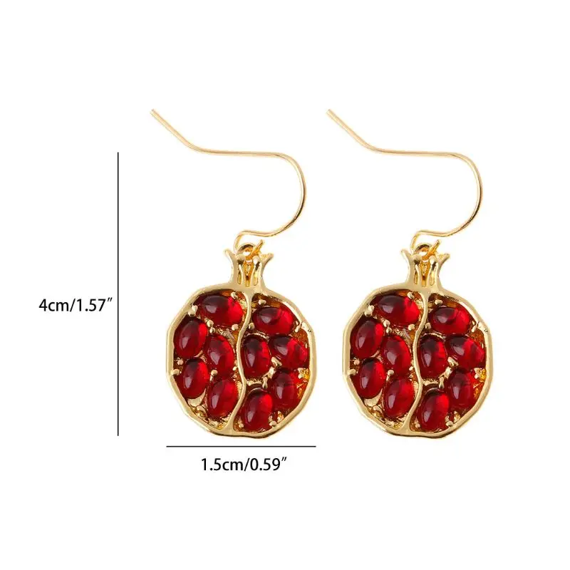 

Gold Plated Fruit Red Pomegranate Crystal Drop Earrings Women Fashion Jewelry