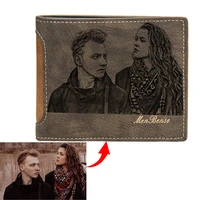 personalized custom engraved image wallet leisure pu leather picture purse customized lettering engraving photo wallets for men