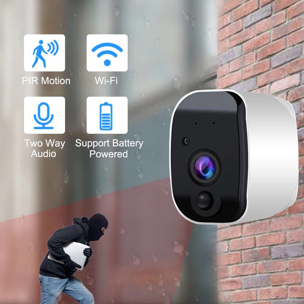 Уличная IP камера 1080p HD батарея WiFi Беспроводная наблюдения 2.0мп Домашняя