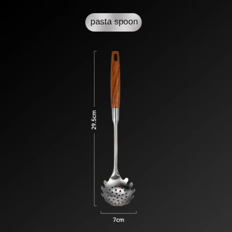 Деревянная ручка горячий горшок суповая ложка корпус дырявый 304 нержавеющая