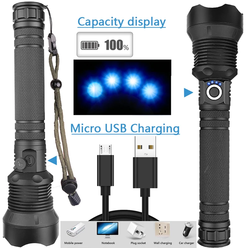 Самый мощный светодиодный фонарик 7000 люмен лампа xhp70.2 usb масштабируемый xhp70 xhp50 18650