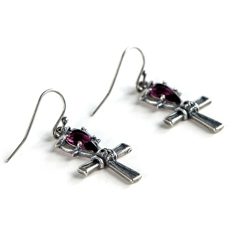 Уборные серьги кресты из серебра 925 пробы в виде Манки винтажные элегантные