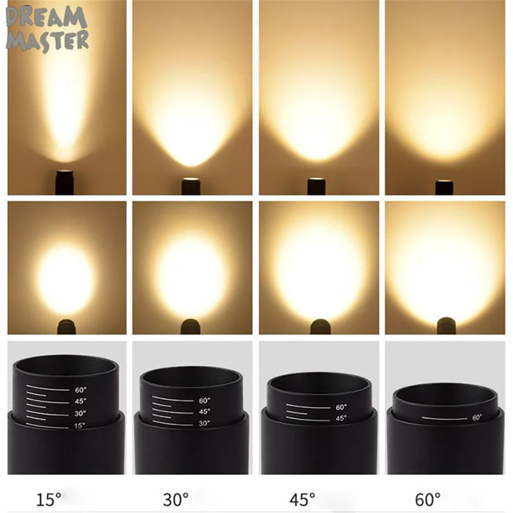 Скандинавский светодиодный Трековый светильник с регулируемым фокусом от 15 до 60