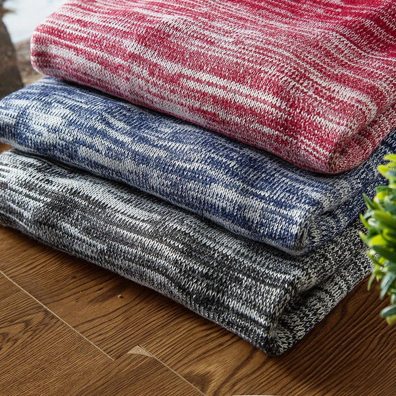 Мужской облегающий джемпер DIMUSI вязаный с круглым вырезом и длинными рукавами