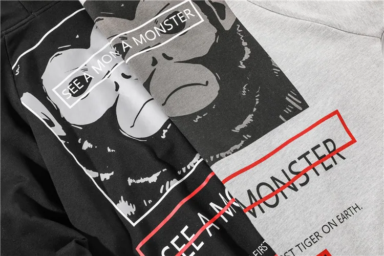 

street loose behind cartoon print hooded hoodies tide male casual couple jacket hoodie