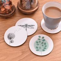 plant animal wood coaster round cup pad non slip heated mat coffee tea drink coasters brand mat hand painted 1pc