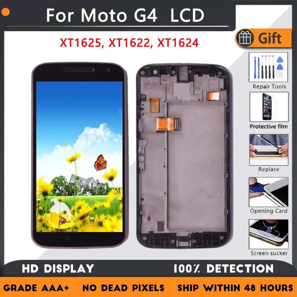 

ЖК-дисплей 5,5 дюйма для Motorola Moto G4 XT1625 XT1621 XT1624, сенсорный экран с рамкой и дигитайзером в сборе, запасные части