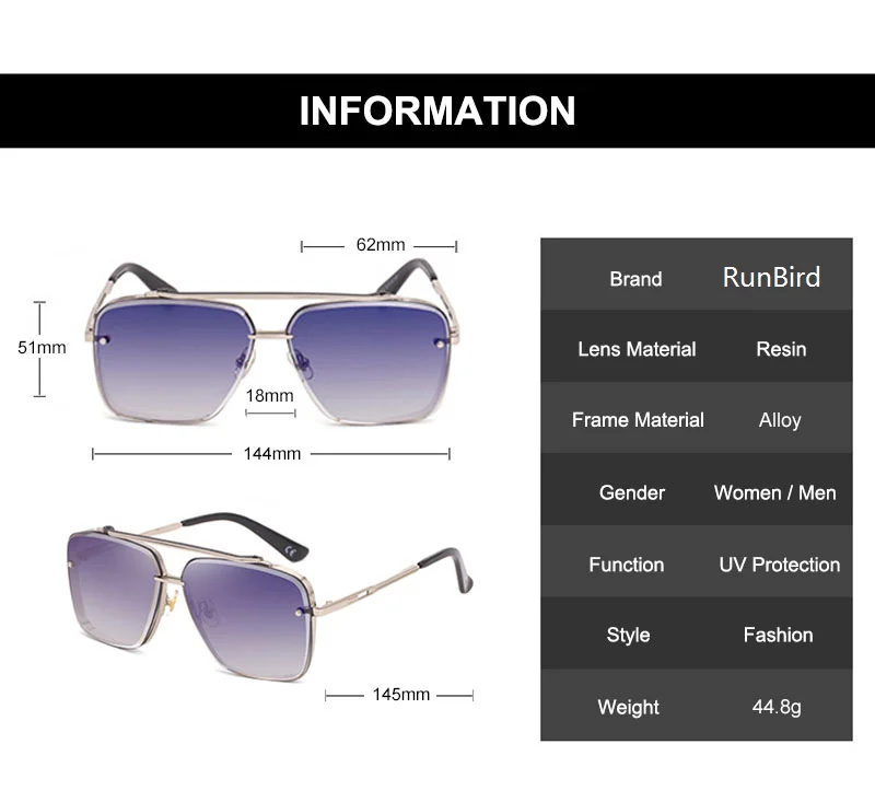 

Retro Double Bridges Square Sunglasses Women Fashion Gradient Shades 2021 Fashion Steam Punk Sunglasses for Men UV400 5545