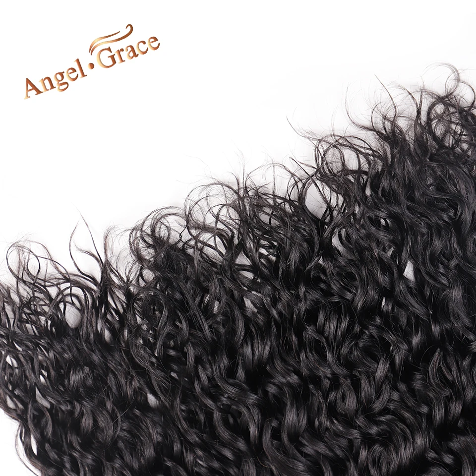 Волна воды Связки с бразильские волосы с закрытием переплетения пучки с закрытием Ангел Грация Remy человеческие волосы 3 пучка с закрытием