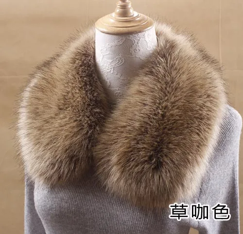 11 Qearlstar Women Scarf New Faux Fur Collar 55cm Women Children Jackets Coat Hood Fur Decor Shawl Soft Warm Luxury Scarves ZKG15 - Цвет: 11