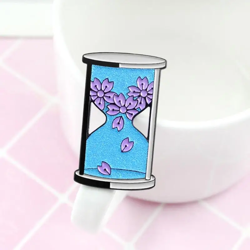 Креативные забавные песочные часы Воронка лепесток эмаль брошь личность