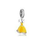 Женское желтое платье принцессы Fandola CKK, из стерлингового серебра 100% пробы, подвеска-Шарм для браслетов Pandora, изготовление ювелирных изделий